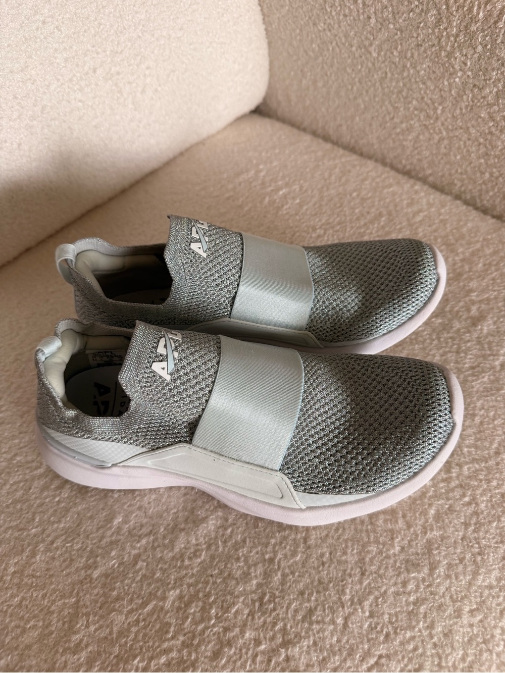 APL X Summer Fridays Glitter Slip-On Knit Sneaker in Light Blue